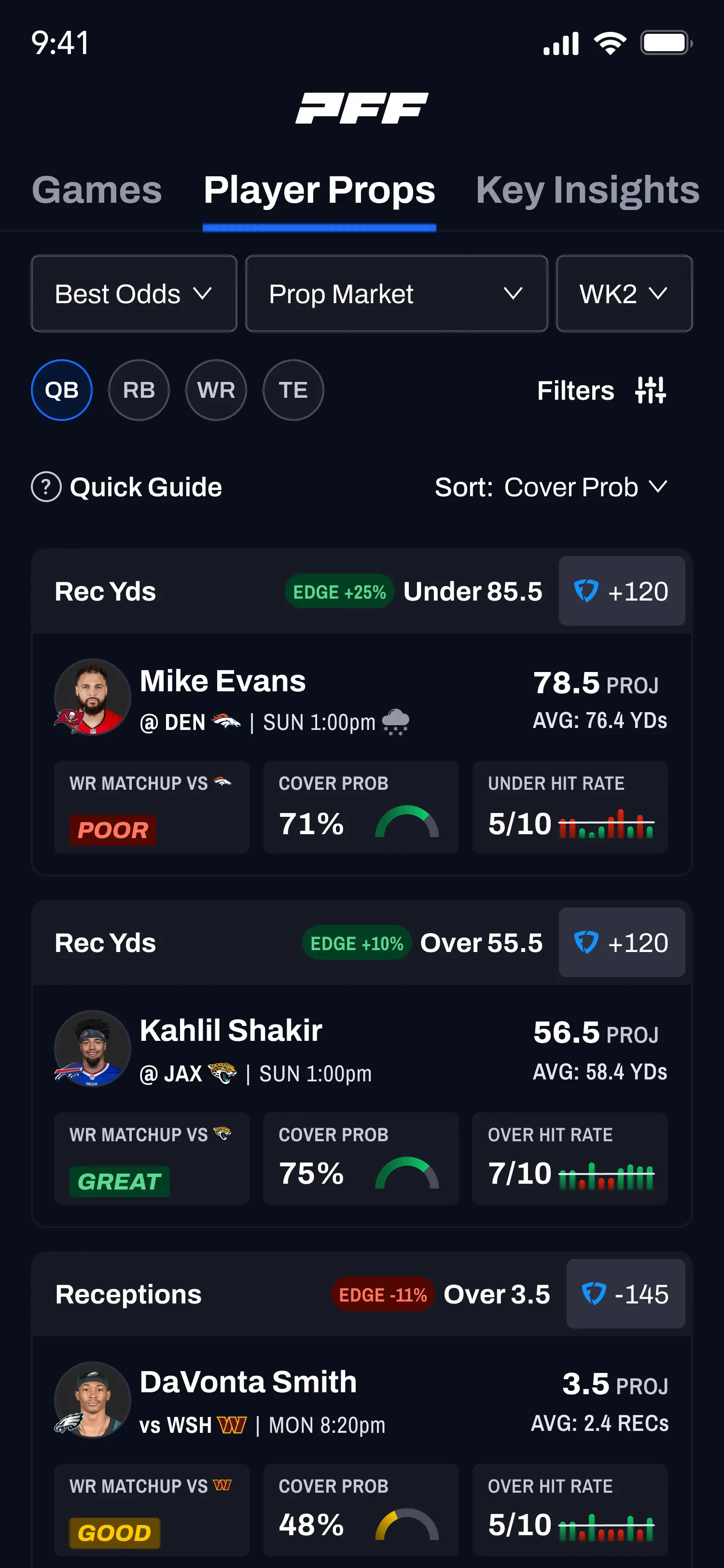 App Screenshot depicting Betting Edge