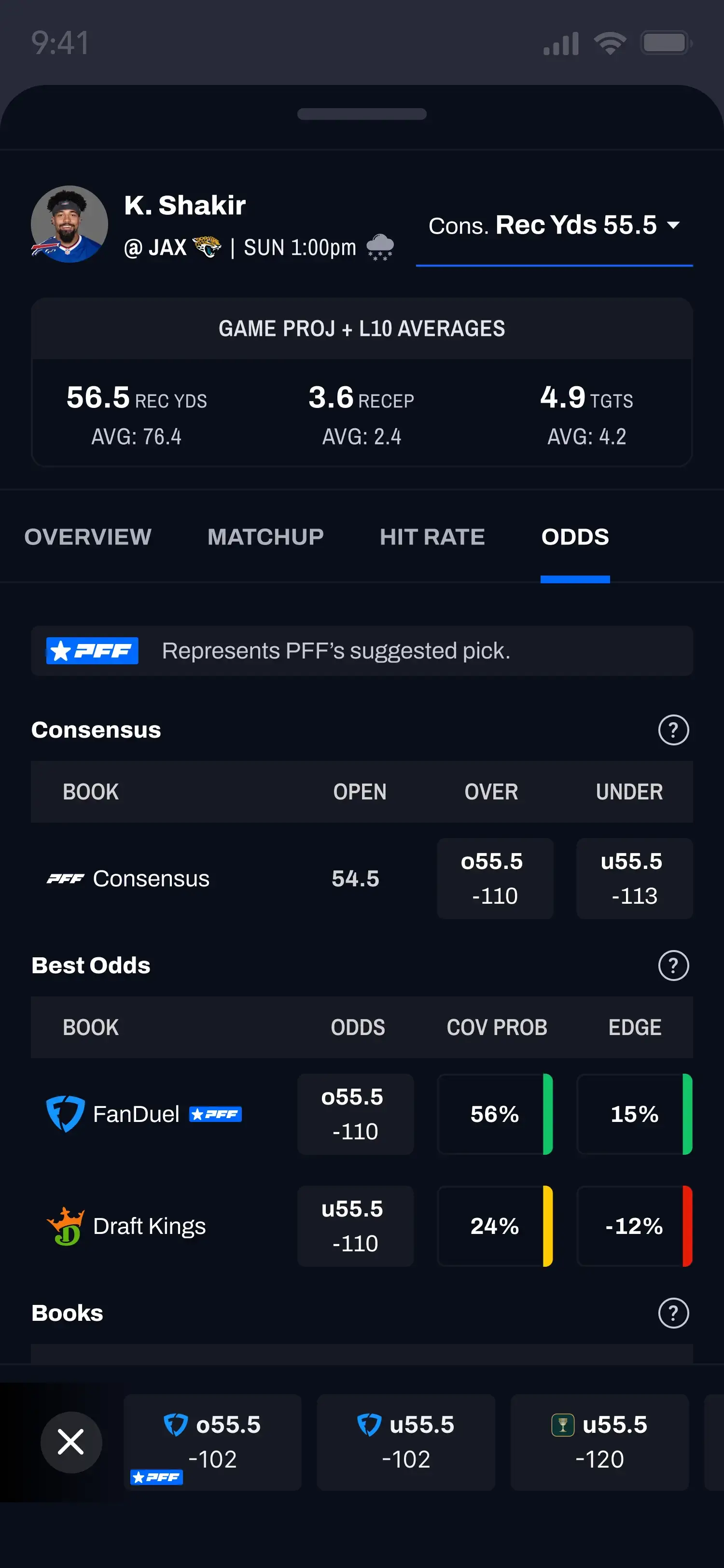 App Screenshot depicting Real-Time Odds and Comparison