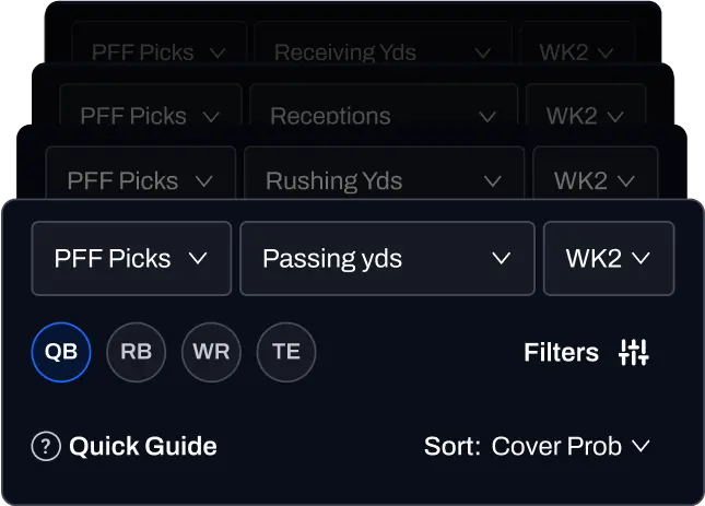 Screenshot of the PFF+ app showing the Fast Filters feature